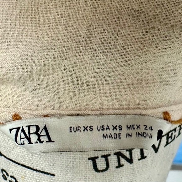 Zara Linen Blend Embroidered Dress Rare - Picture 6 of 13